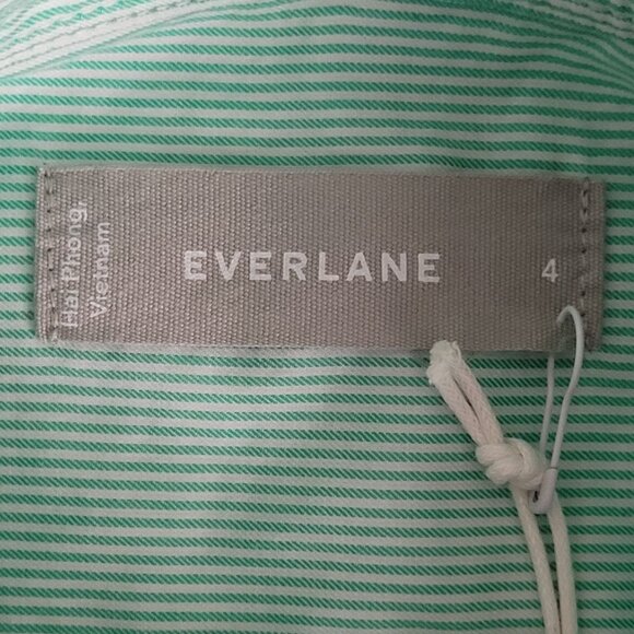 Everlane Striped Button Down Shirt Womens Size 4 Mint Green White Oversized NWT - Picture 5 of 7